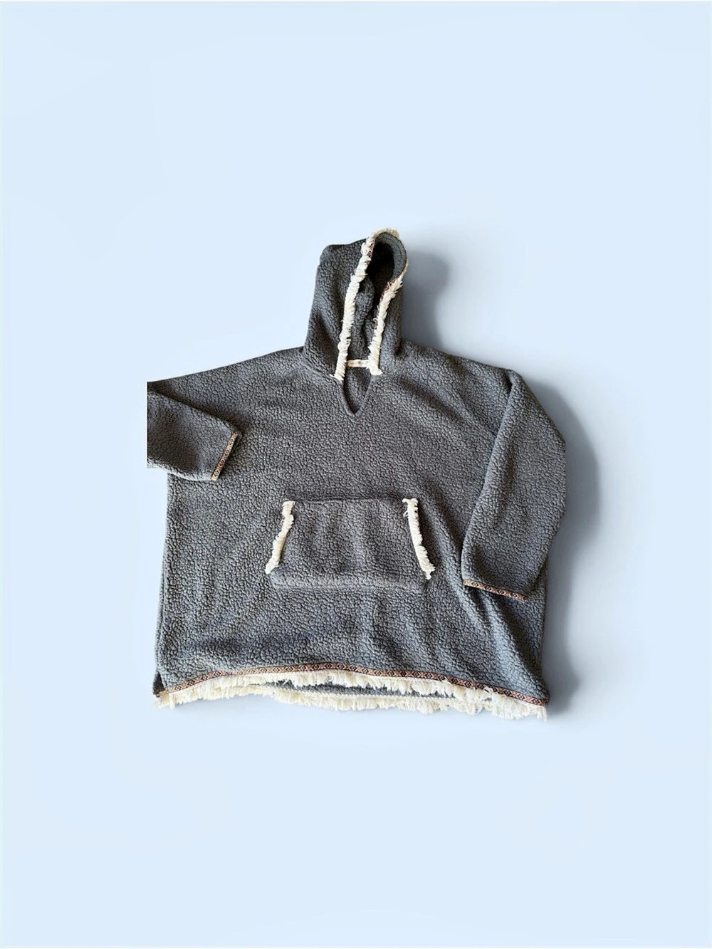 Natural Life Gray Hooded Poncho Pullover